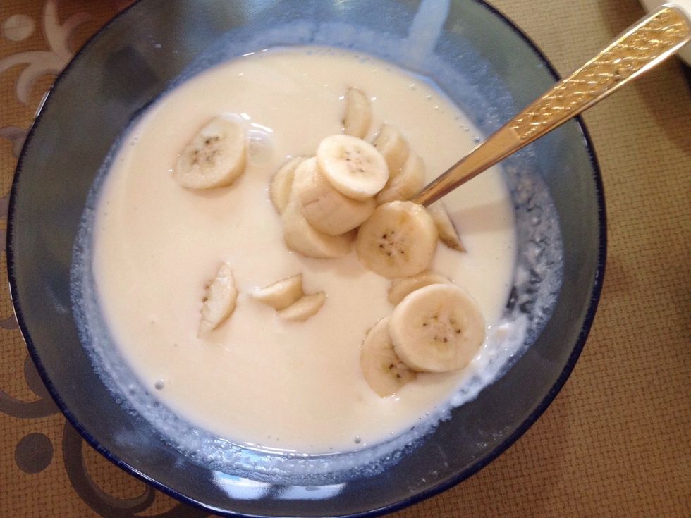 Add the bananas.
