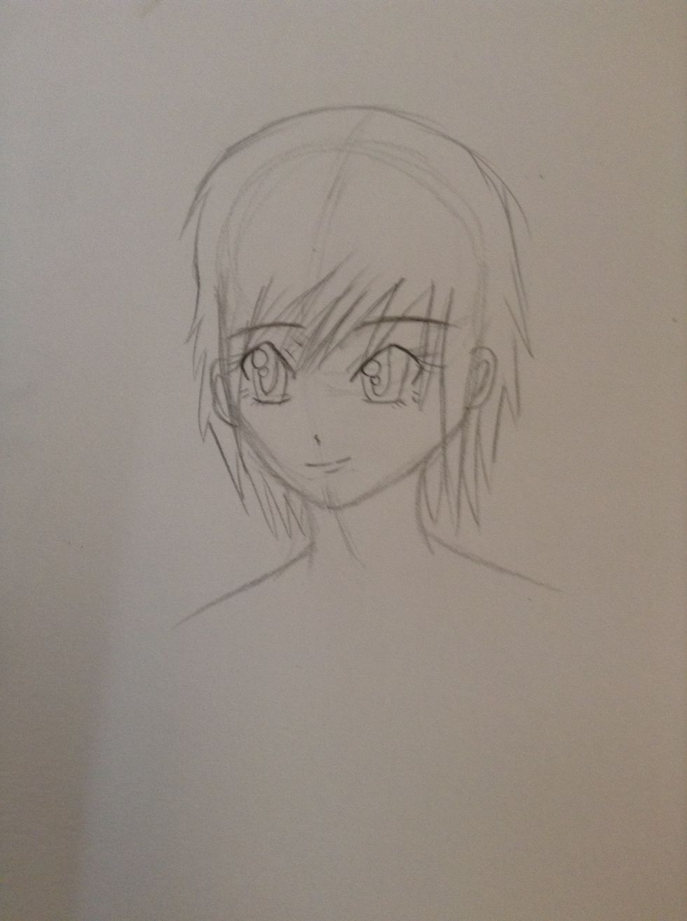 Add the bangs of the hair now. Make sure to keep it light, and not plastered onto her head!