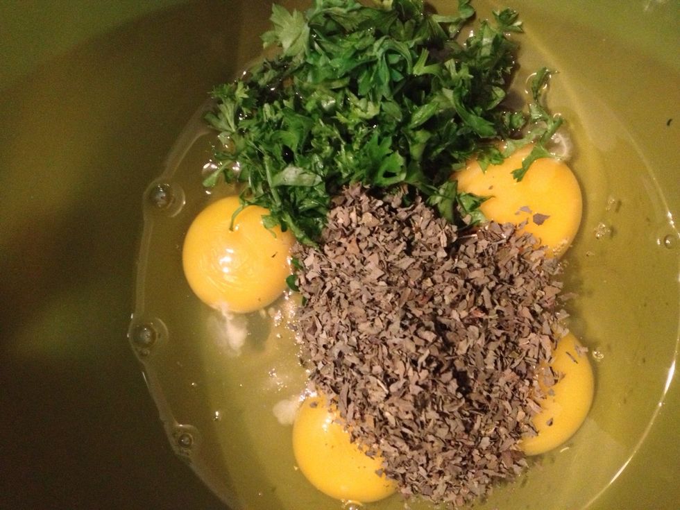 Add the basil and parsley