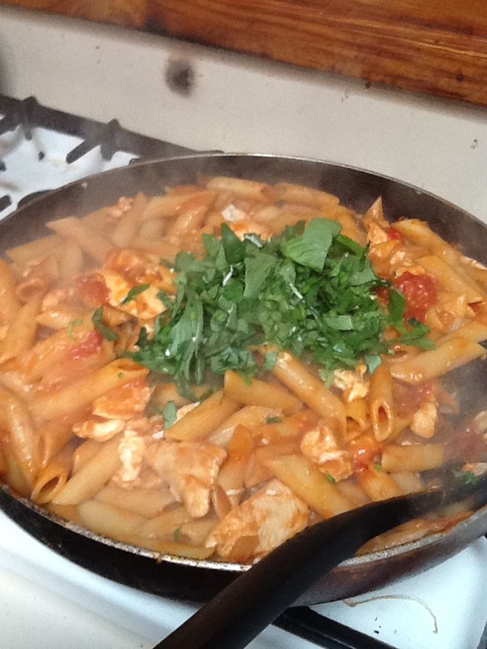 Add the basil and stir once more.