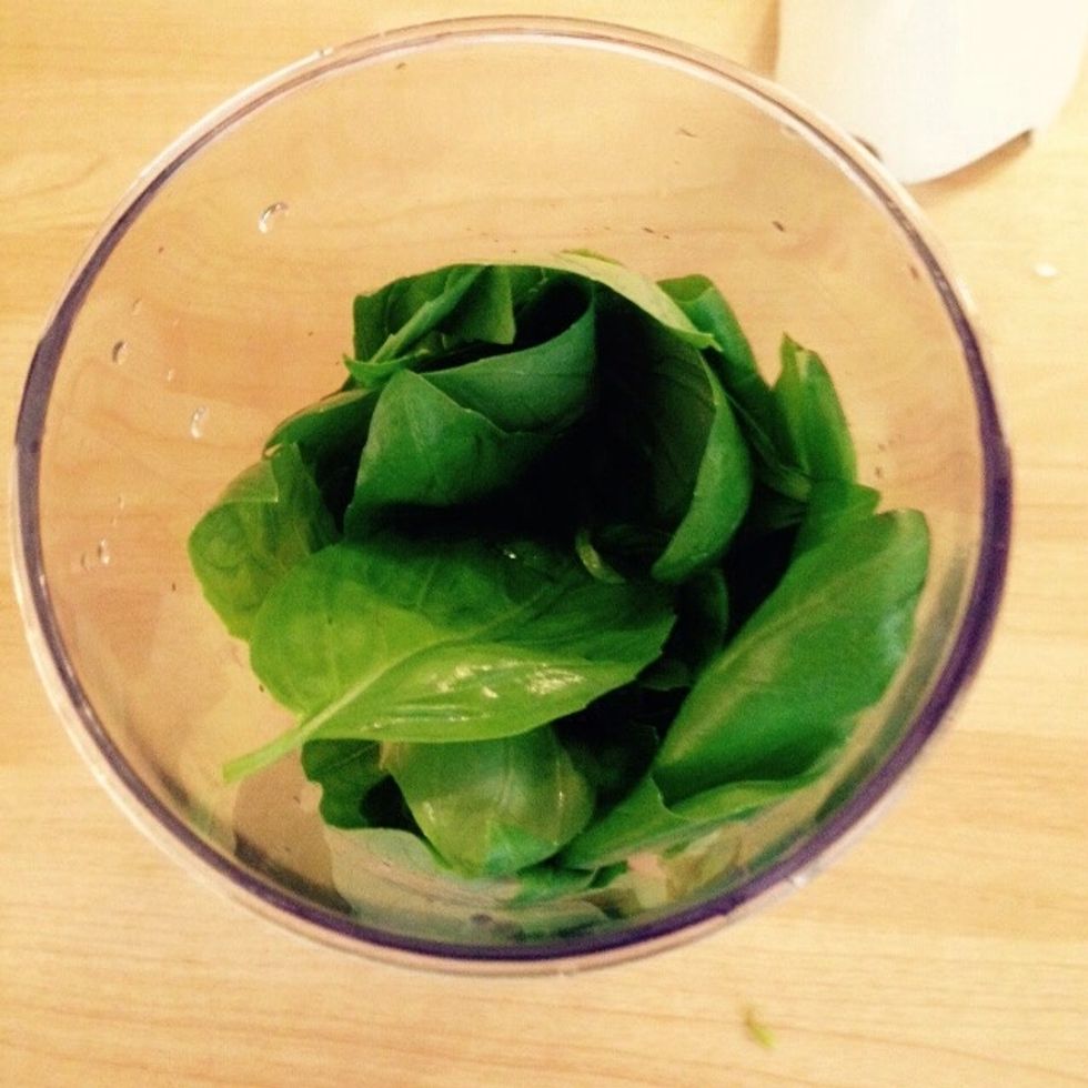 Add the basil leaves