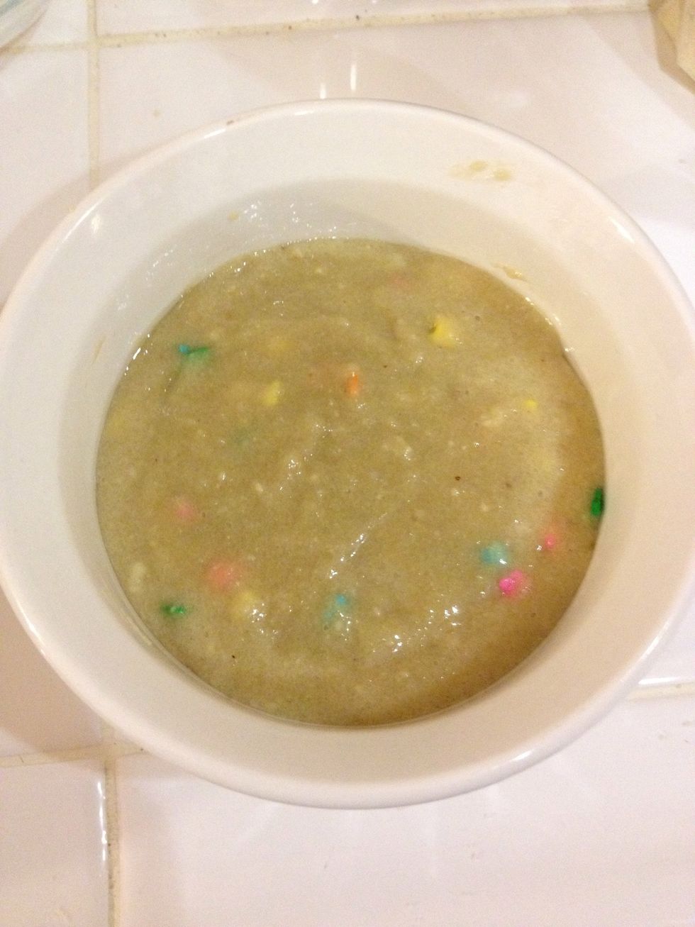Add the batter to the ramekin.