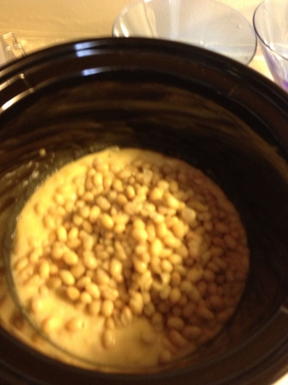 Add the beans to the slow cooker.