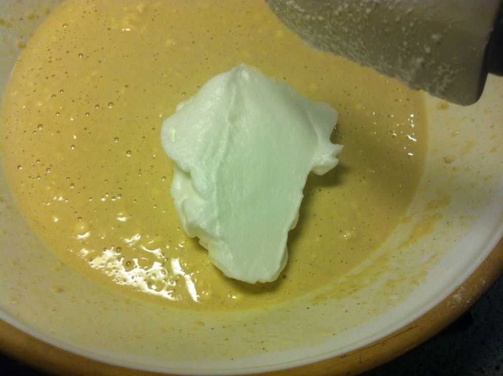 Add the beaten egg whites.