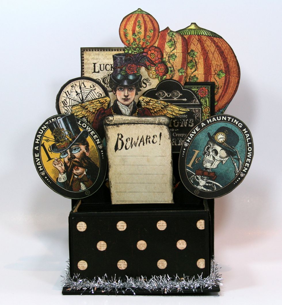 Add the Beware image in the center of oval frames.