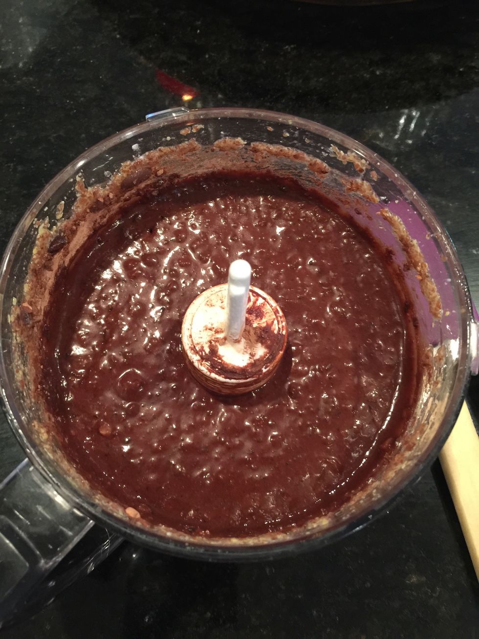 Add the black beans last then pulse a couple times till the batter has reached the consistency you like.