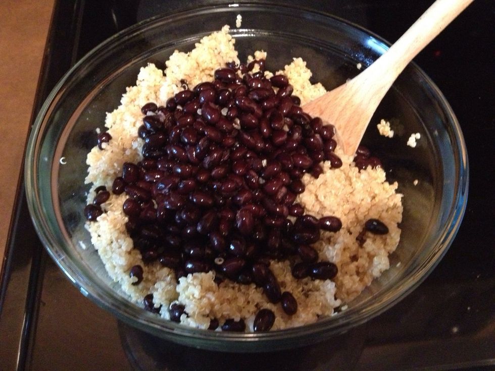 Add the black beans to the quinoa and mix well