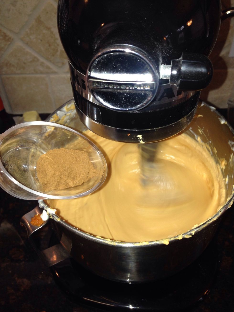 Add the blended spices to the batter.