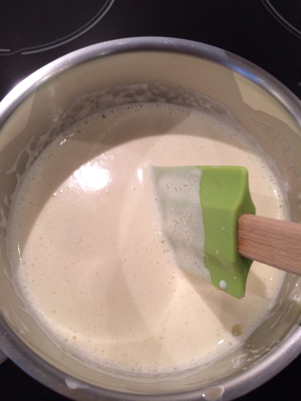 Add the boiling milk