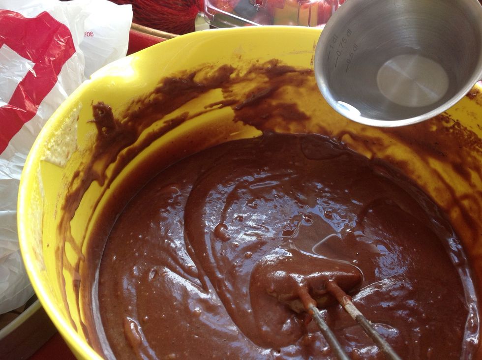 Add the boiling water little by little