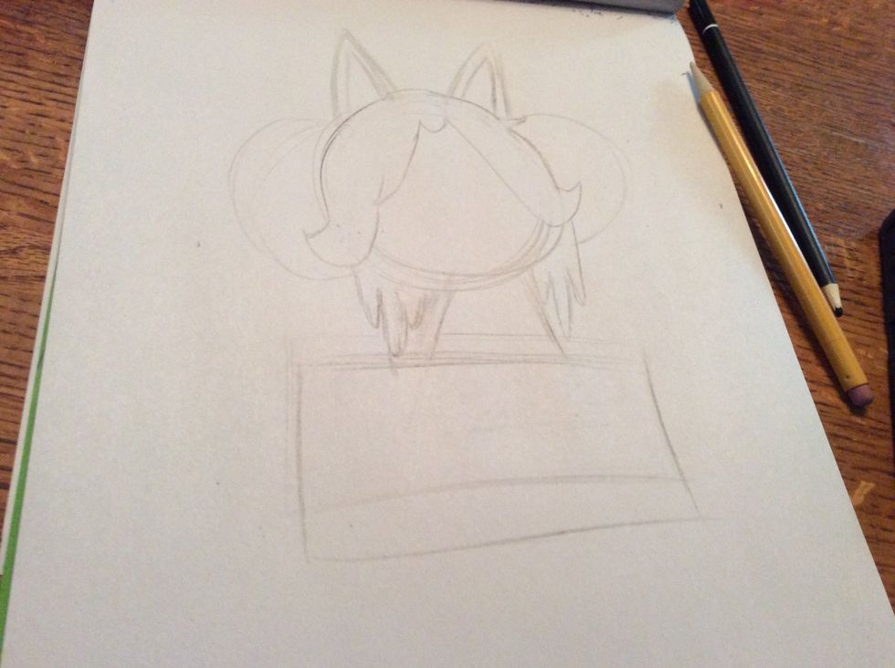 Add the bottom part of the hair and add two more small triangles into the ears