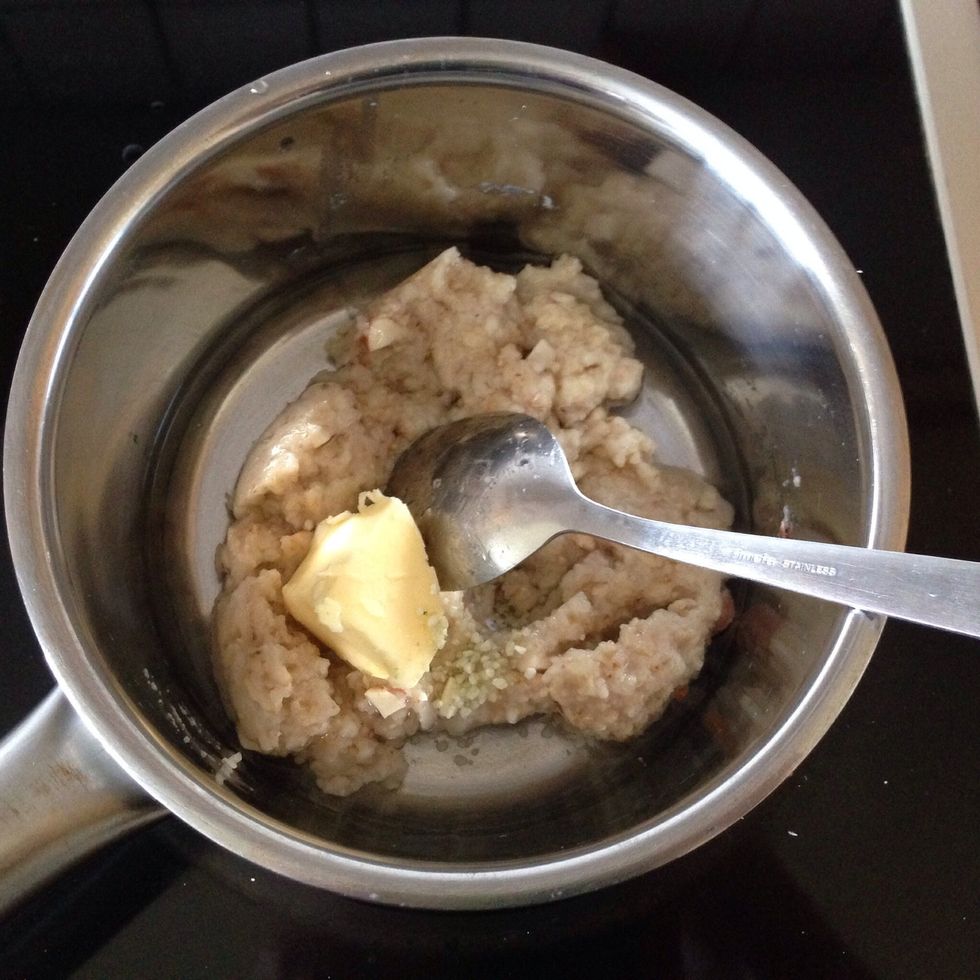 Add the butter, salt and water