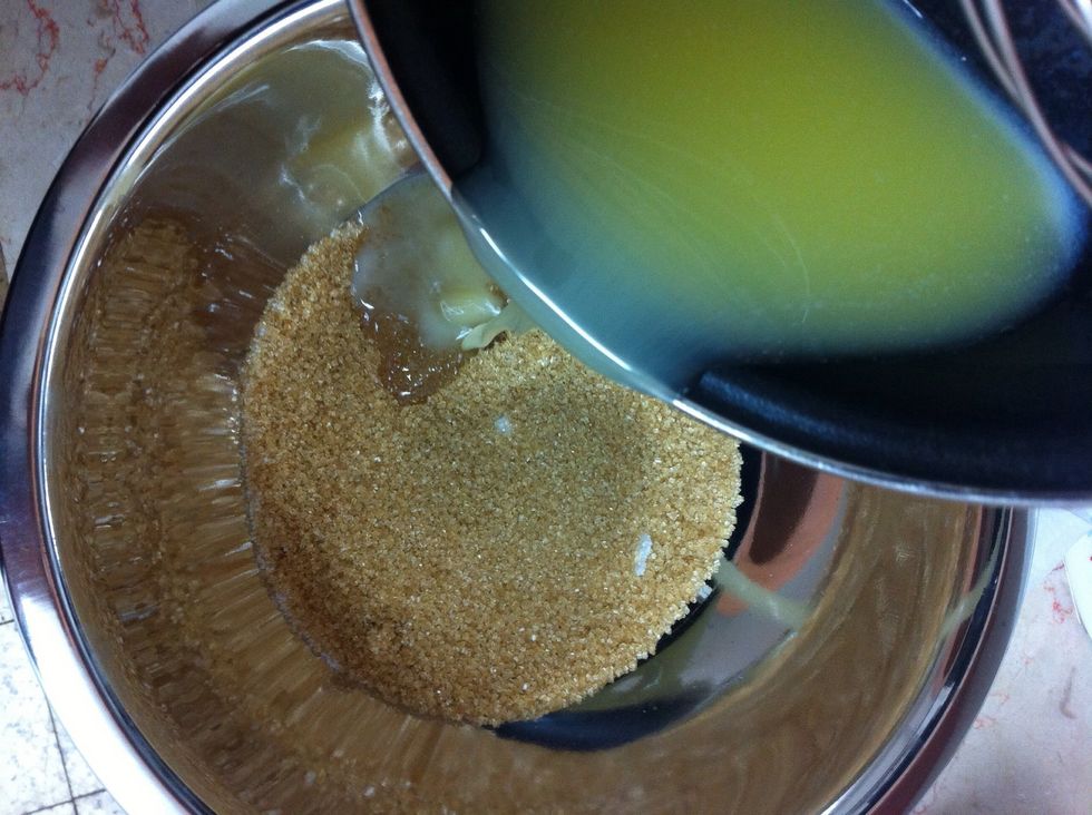 Add the butter to the sugar