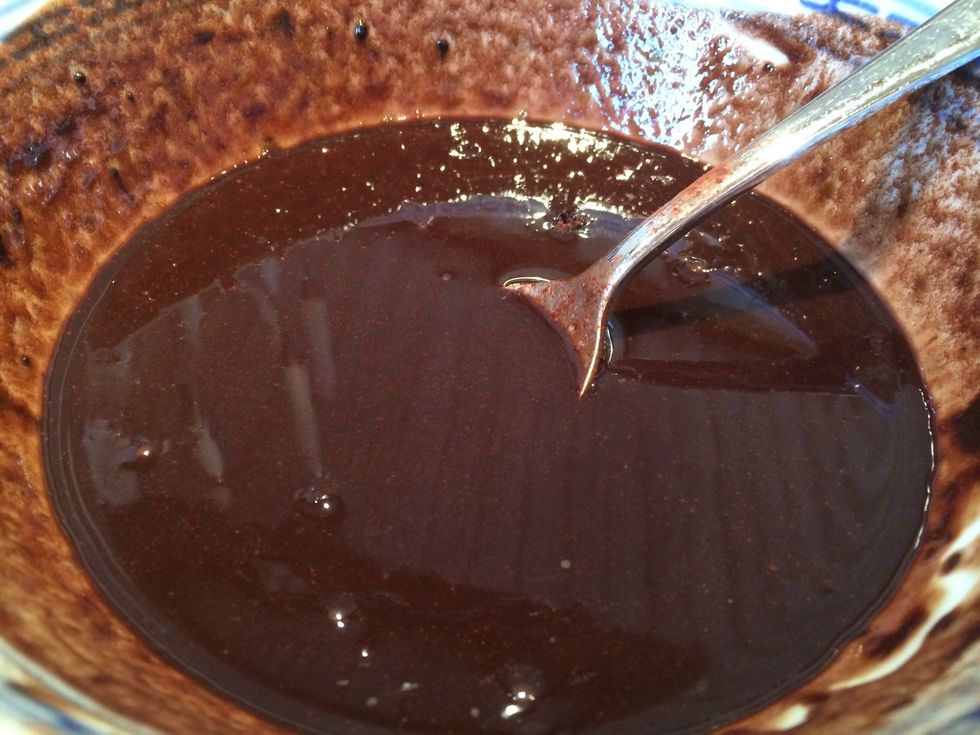 Add the cacao to the melted butter and mix until there are no lumps.