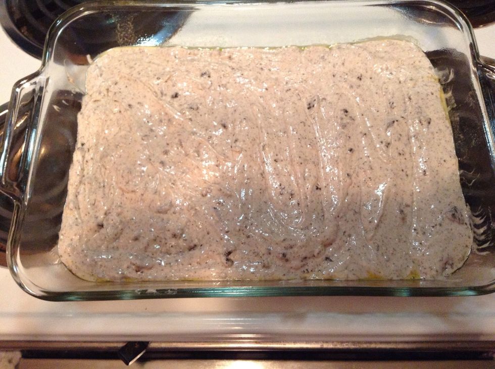 Add the cake mix to the cake pan. You can also do two circular pans if you wish. I needed this for foods class.