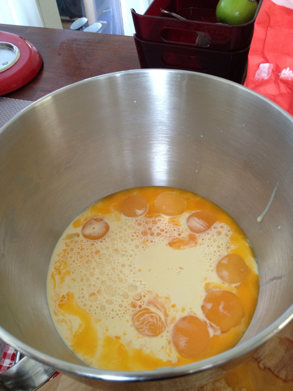 add the cans of milk add a few drops of vanilla