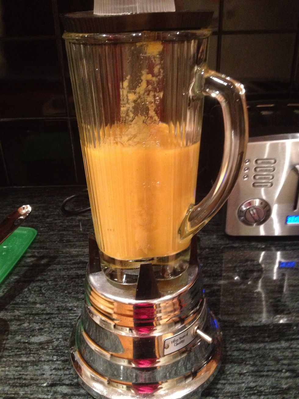 Add the cantaloupe, tomatoes, basil leaves, 1.5 cups water, salt and pepper to a food processor or blender. Pur\u00e9e until smooth. If you want to thicken it, and make a bit richer, add more olive oil.