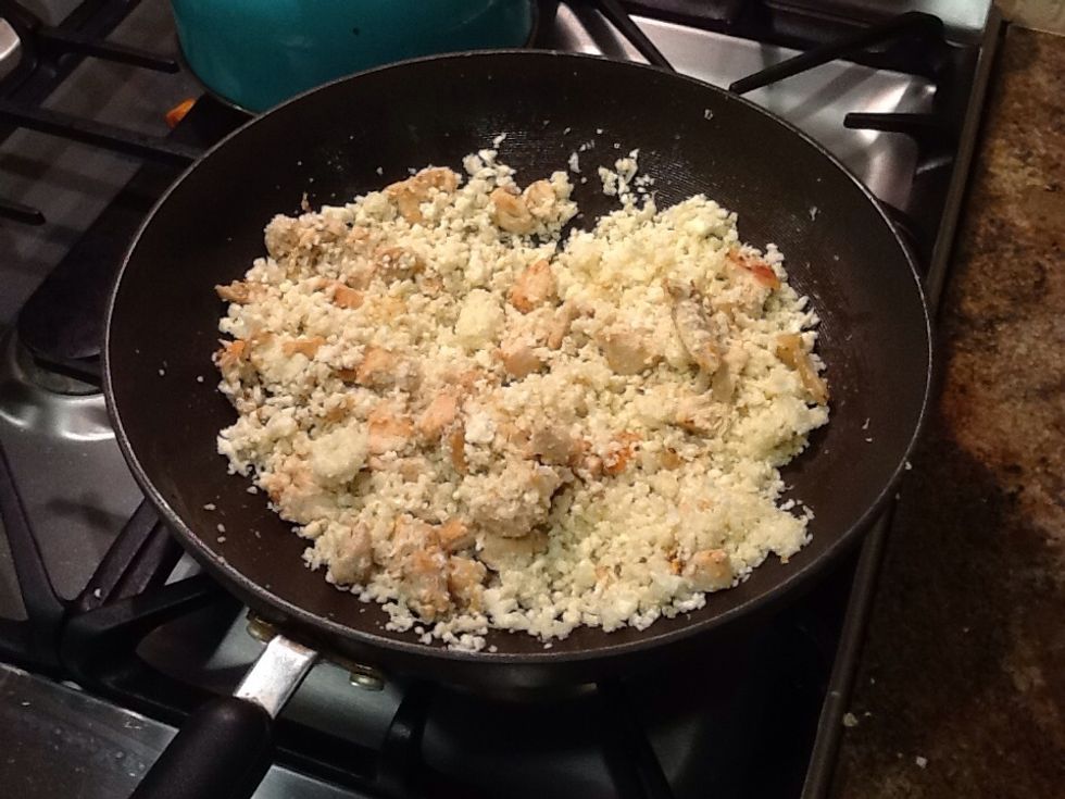 Add the cauliflower in. The cauliflower will cook pretty quick about 3-5 minutes until tender but not too soft.