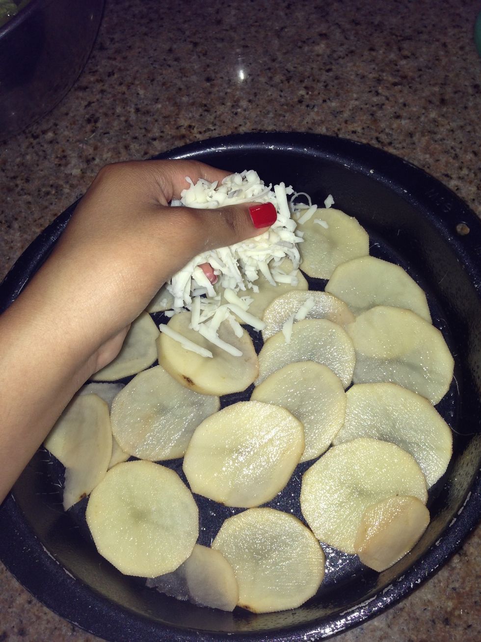 Add the cheese all over