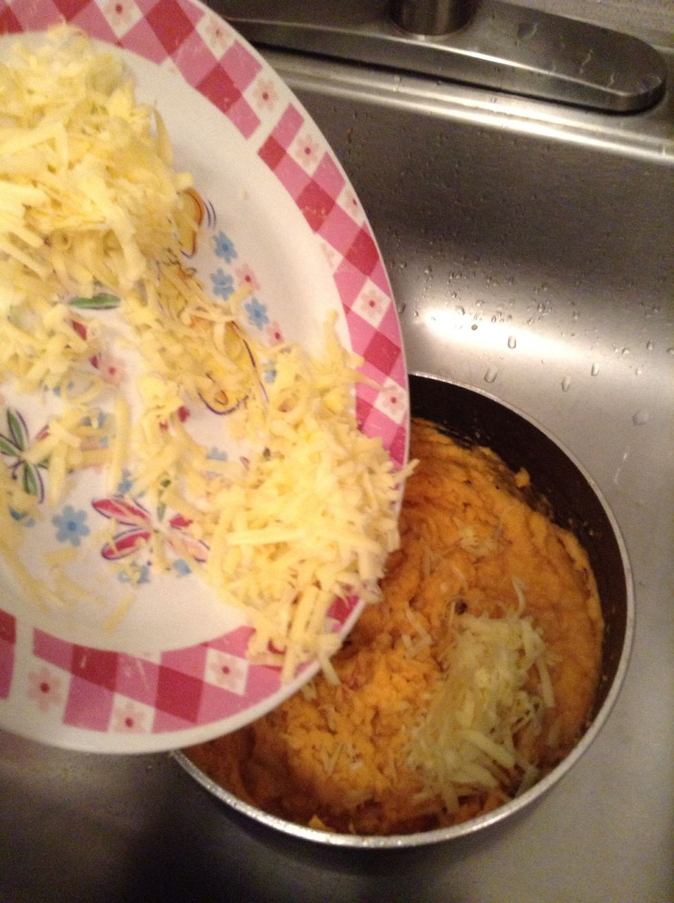 Add the cheese to the mashed potatoes