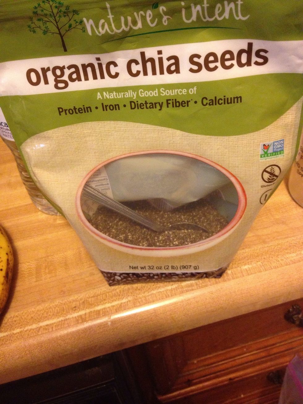 Add the chia seeds first, that way you can make sure everything gets ground up. Chia seeds contain fiber, omega-3's and protein. You CAN replace the chia seeds with ground flax seeds if you wish.