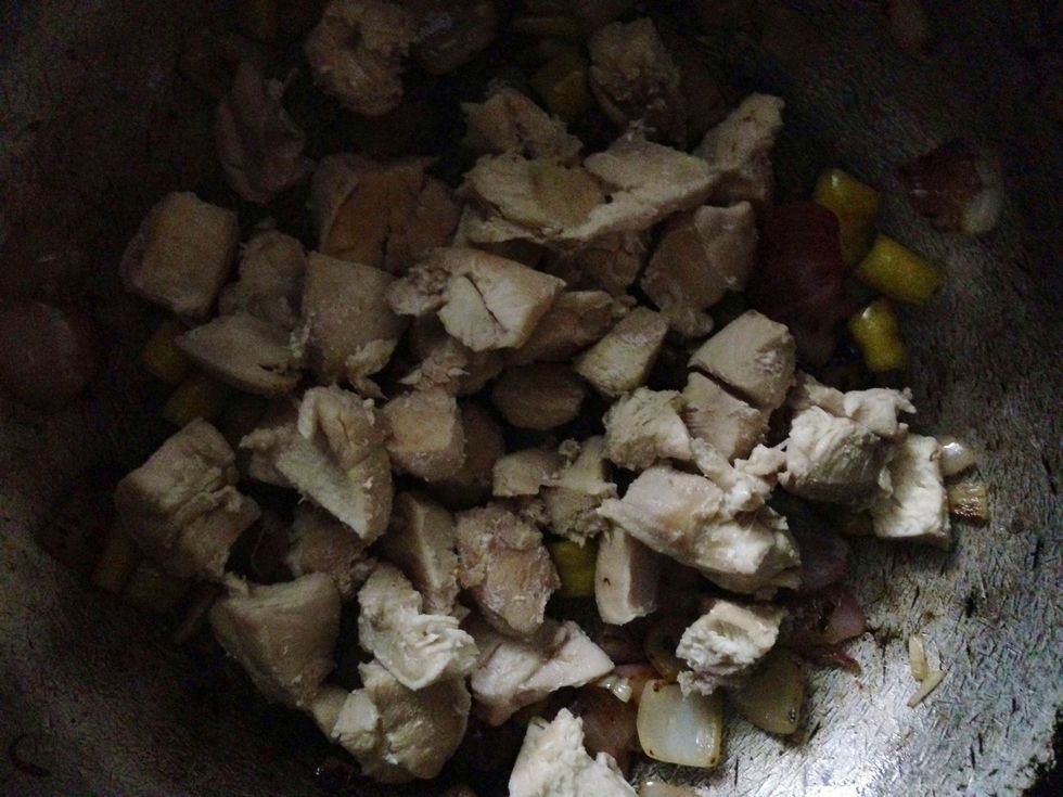 Add the chicken and mix