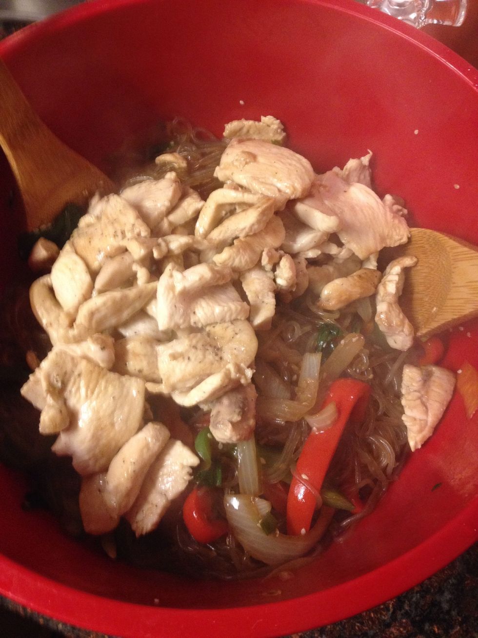 Add the chicken and soy mixture.