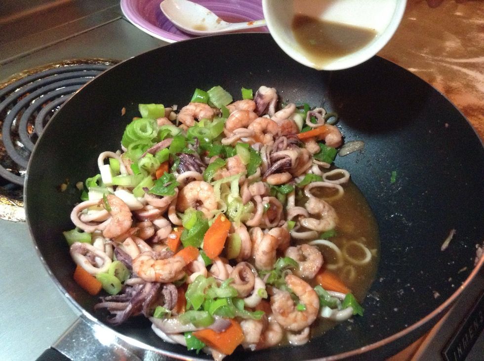 Add the chicken broth, soy sauce...