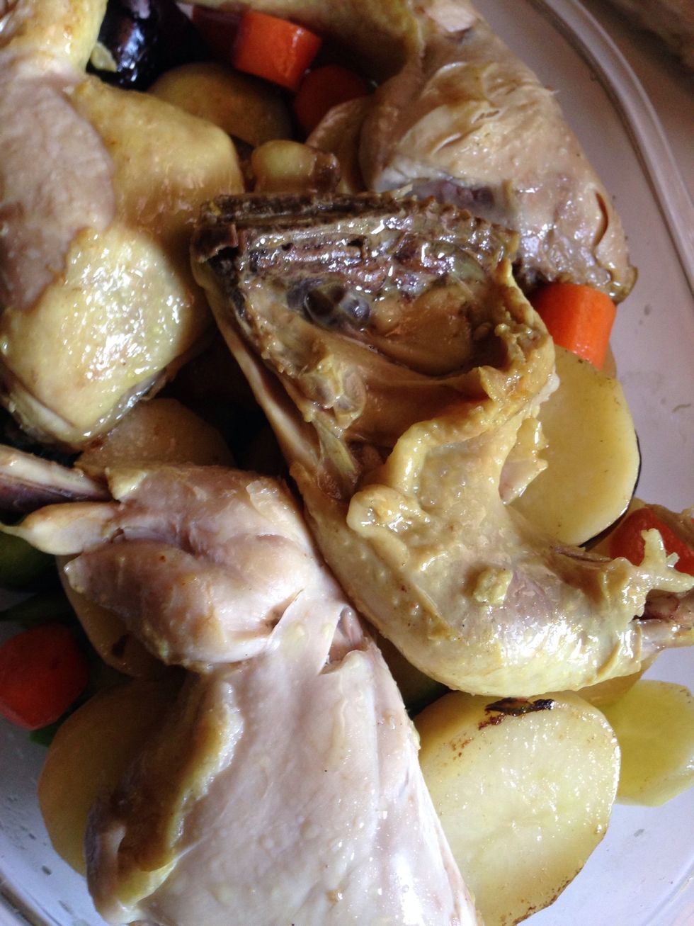 Add the chicken pieces above.