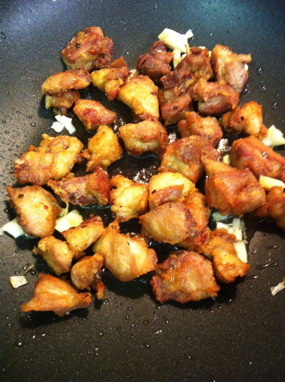 Add the chicken stir them around