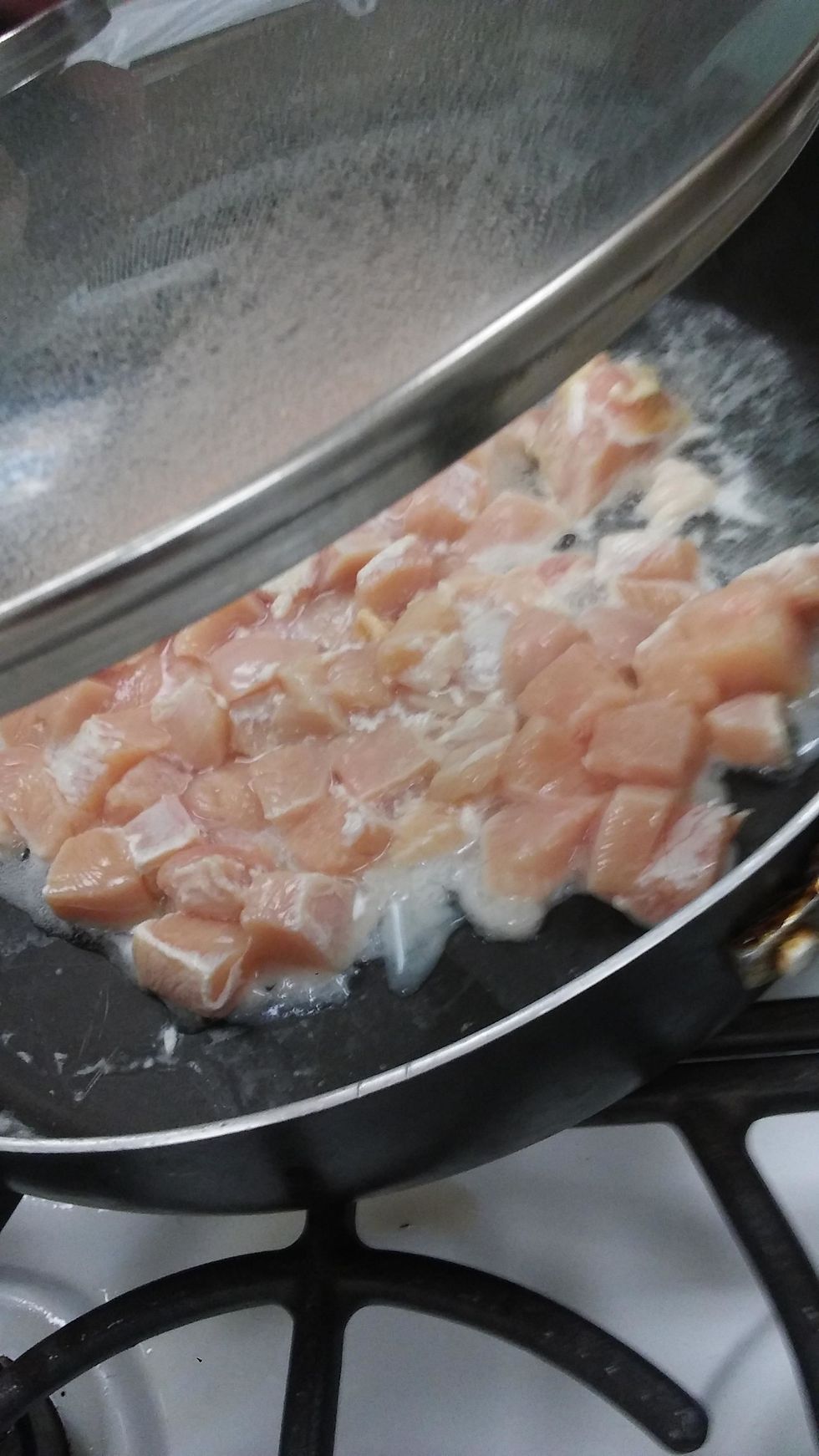 Add the Chicken to the skillet and cook till slightly brown