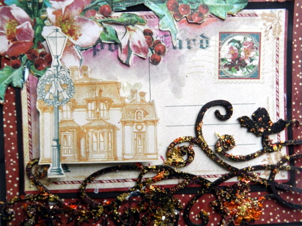 Add the chipboard piece on the card.