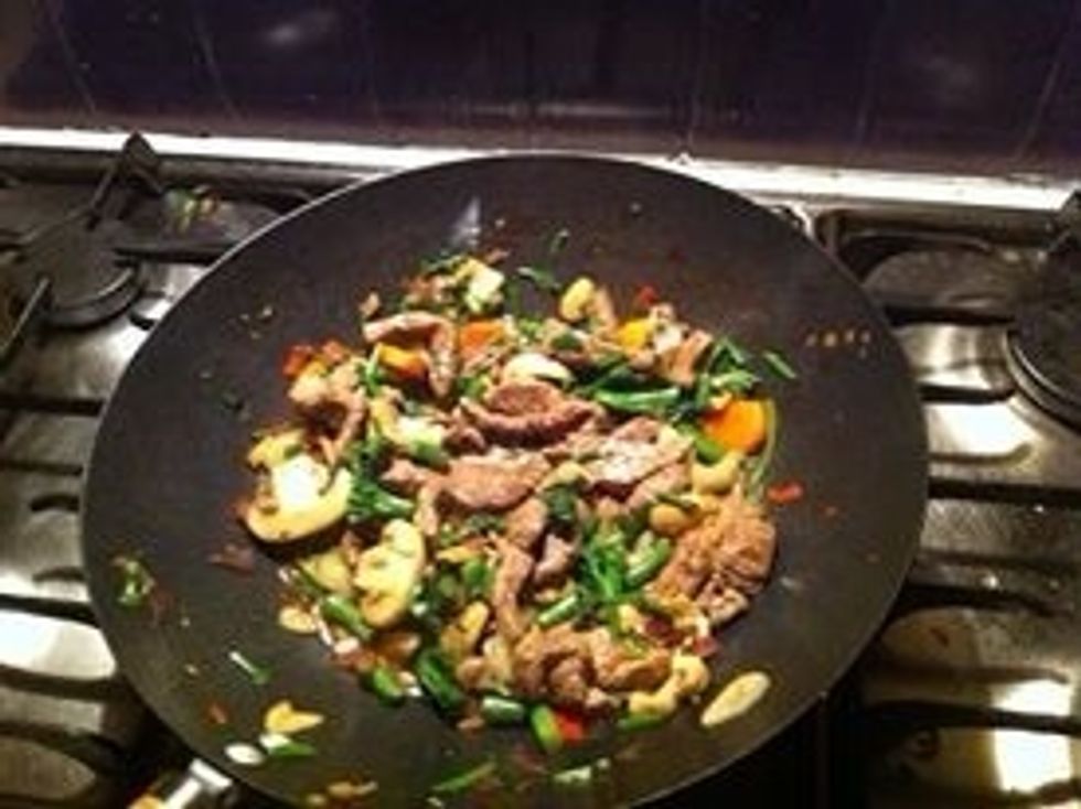 Add the chives stir for 30 seconds