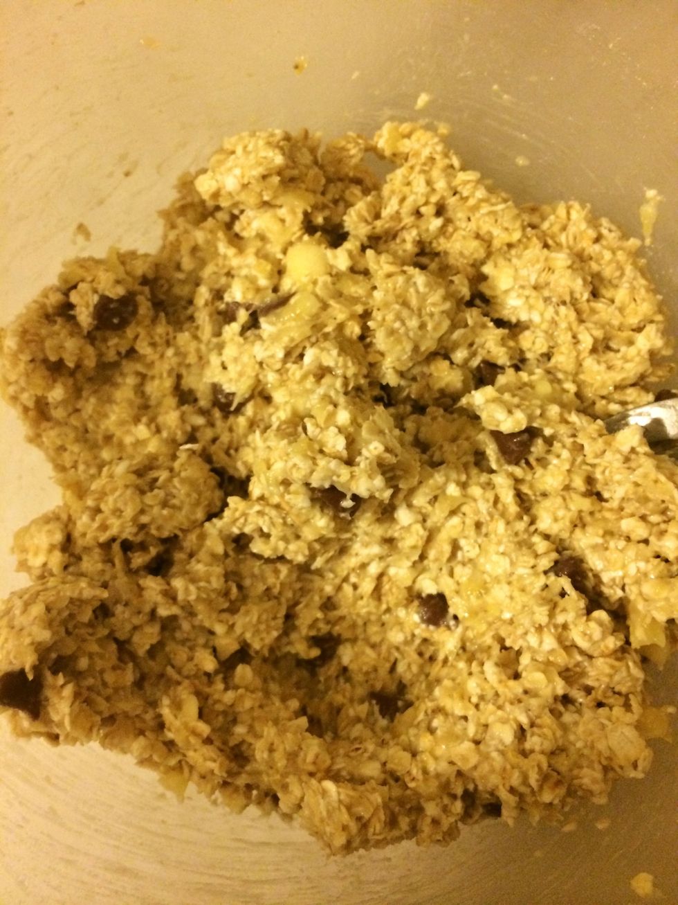 Add the choc chips. Usually I add raisins but didn't have any so choc chips it was \ud83d\ude0a