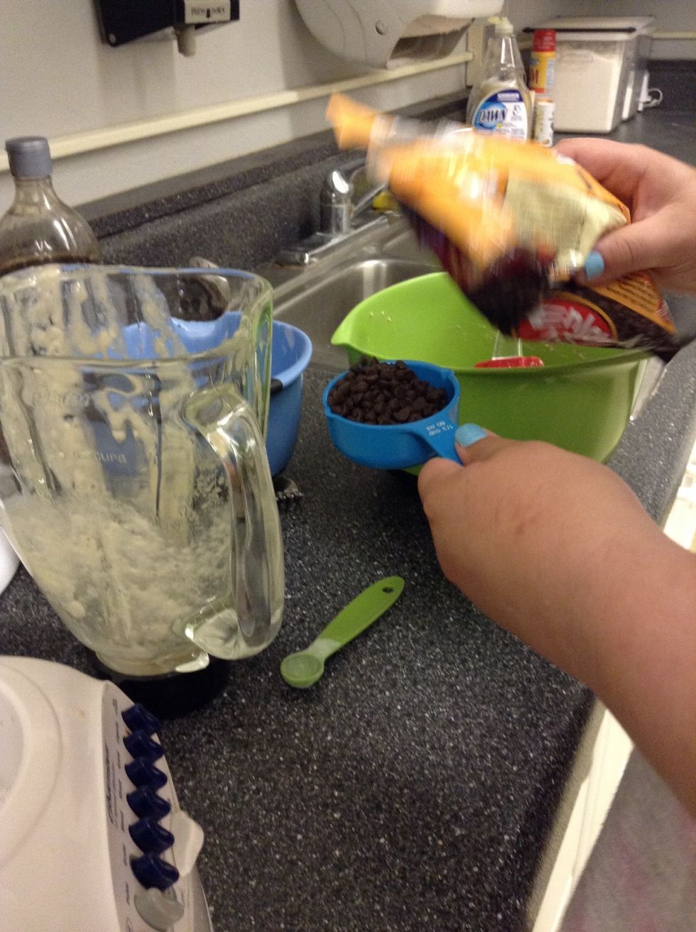 Add the chocolate chips to the mixture