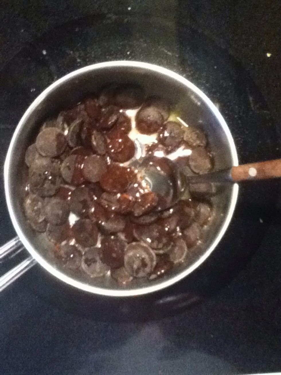 Add the chocolate in the pot with 1 tablespoon of butter