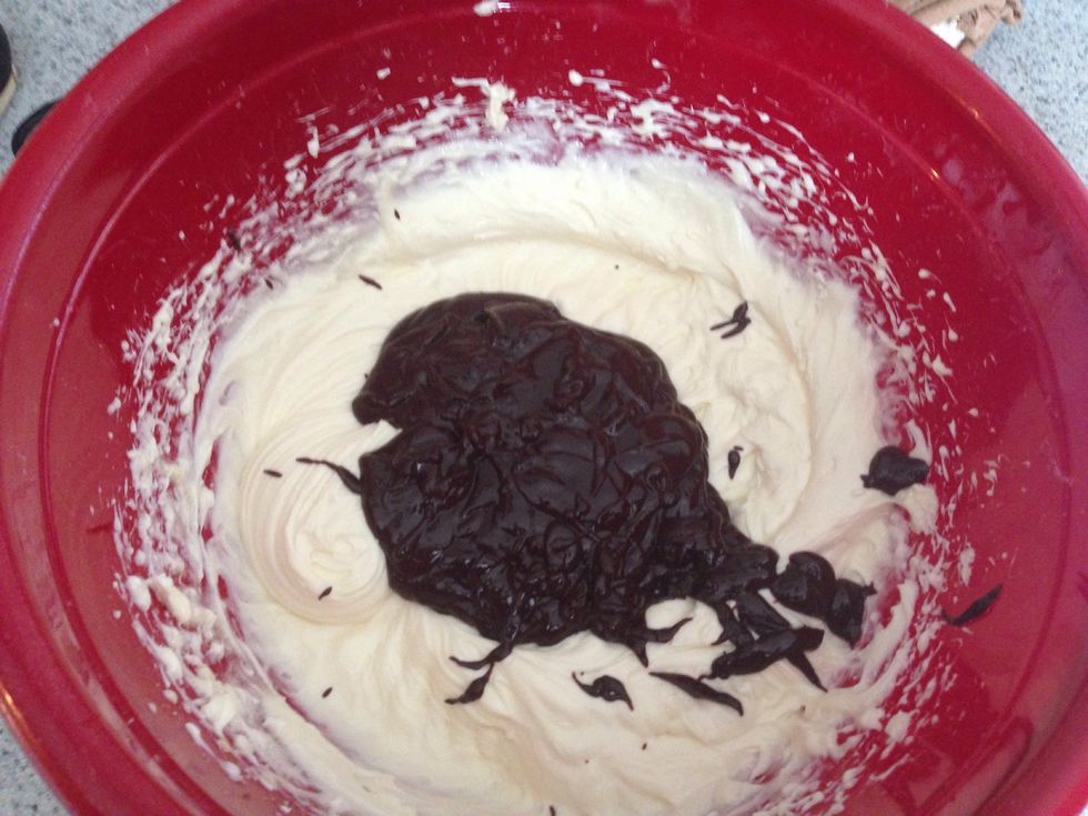 Add the chocolate to the cream cheese.