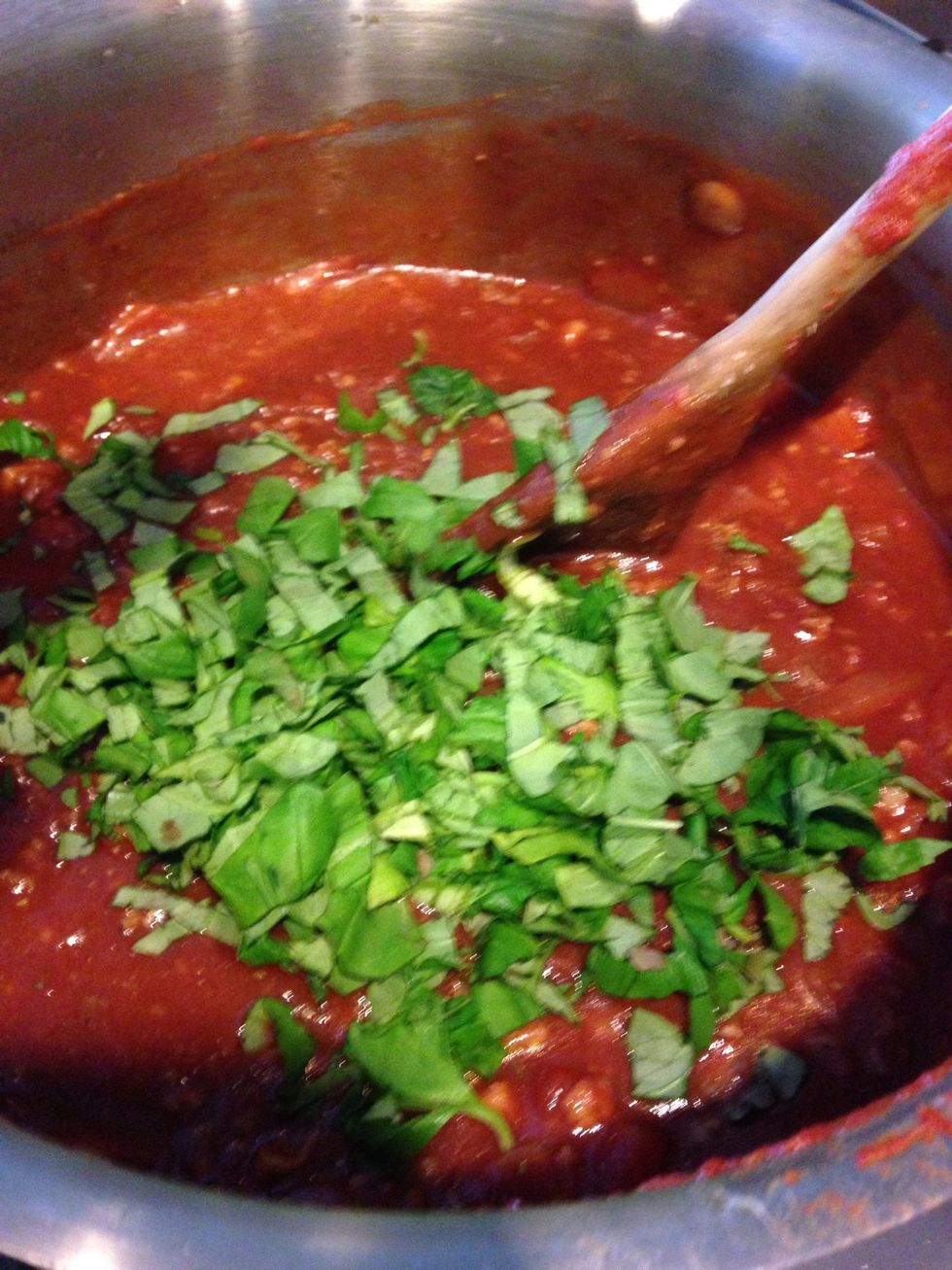 Add the chopped basil!