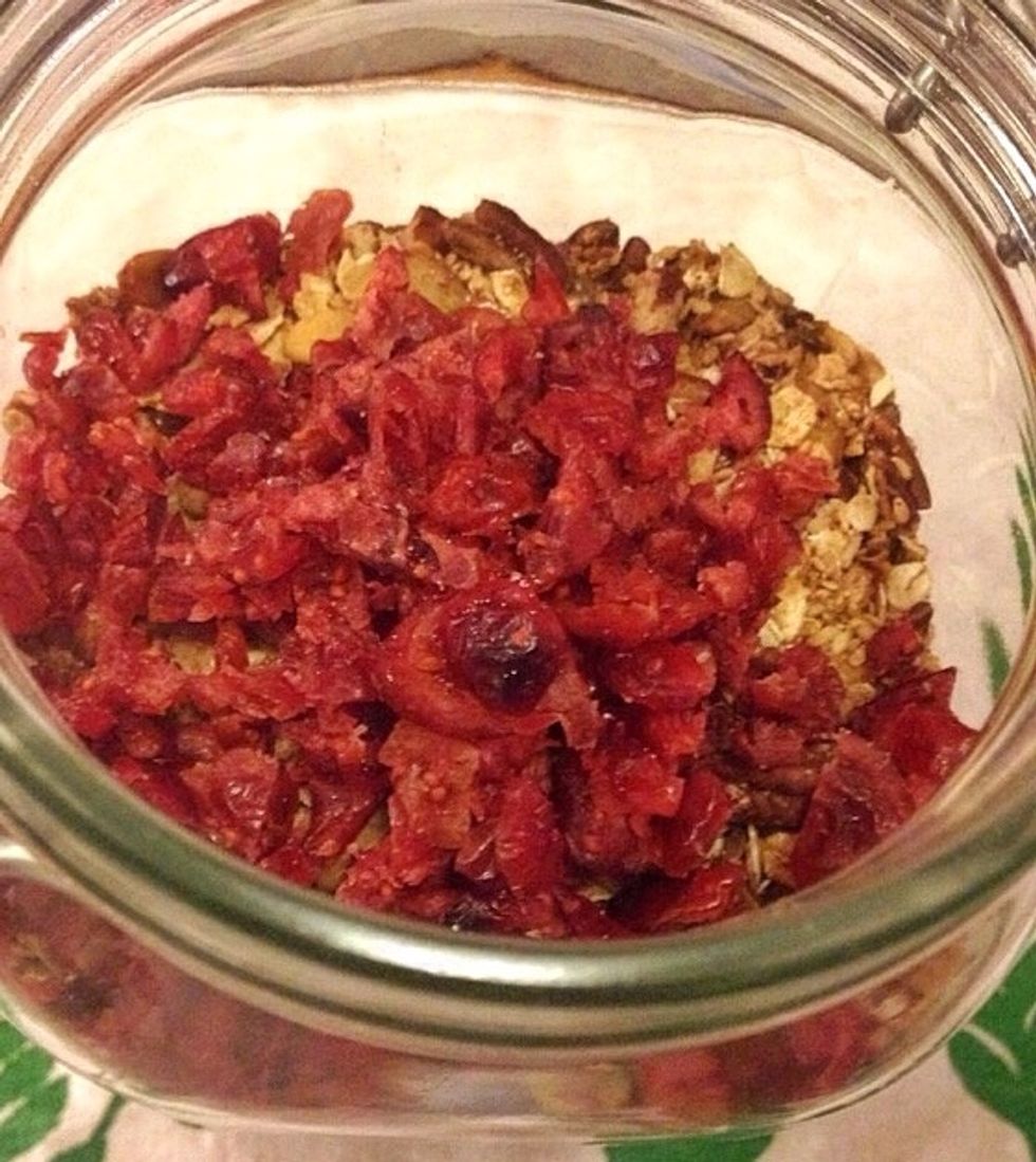 Add the chopped cranberries.