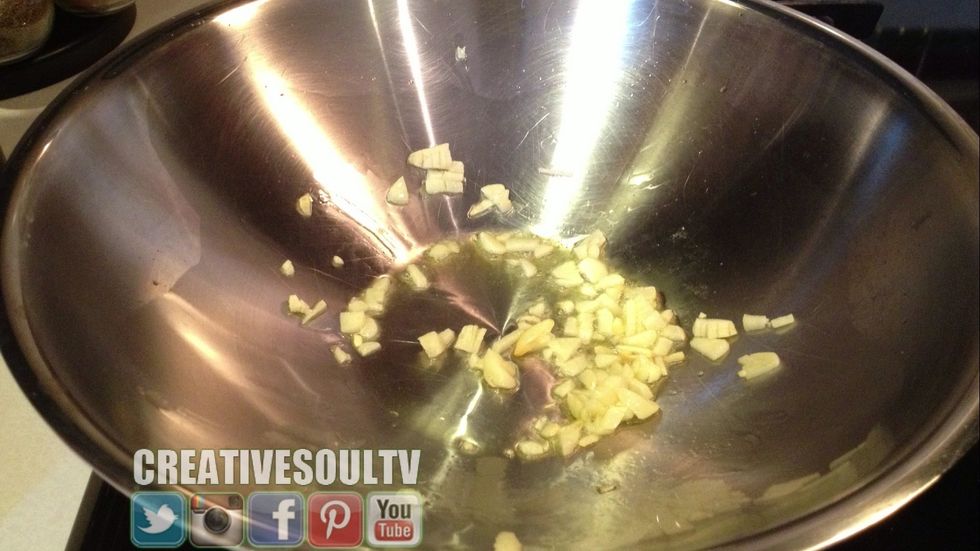 Add the chopped garlic and saut\u00e9.