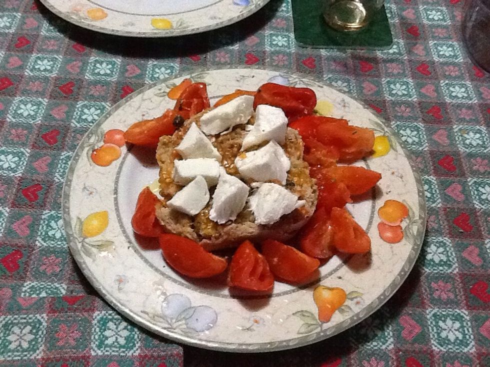 Add the chopped mozzarella