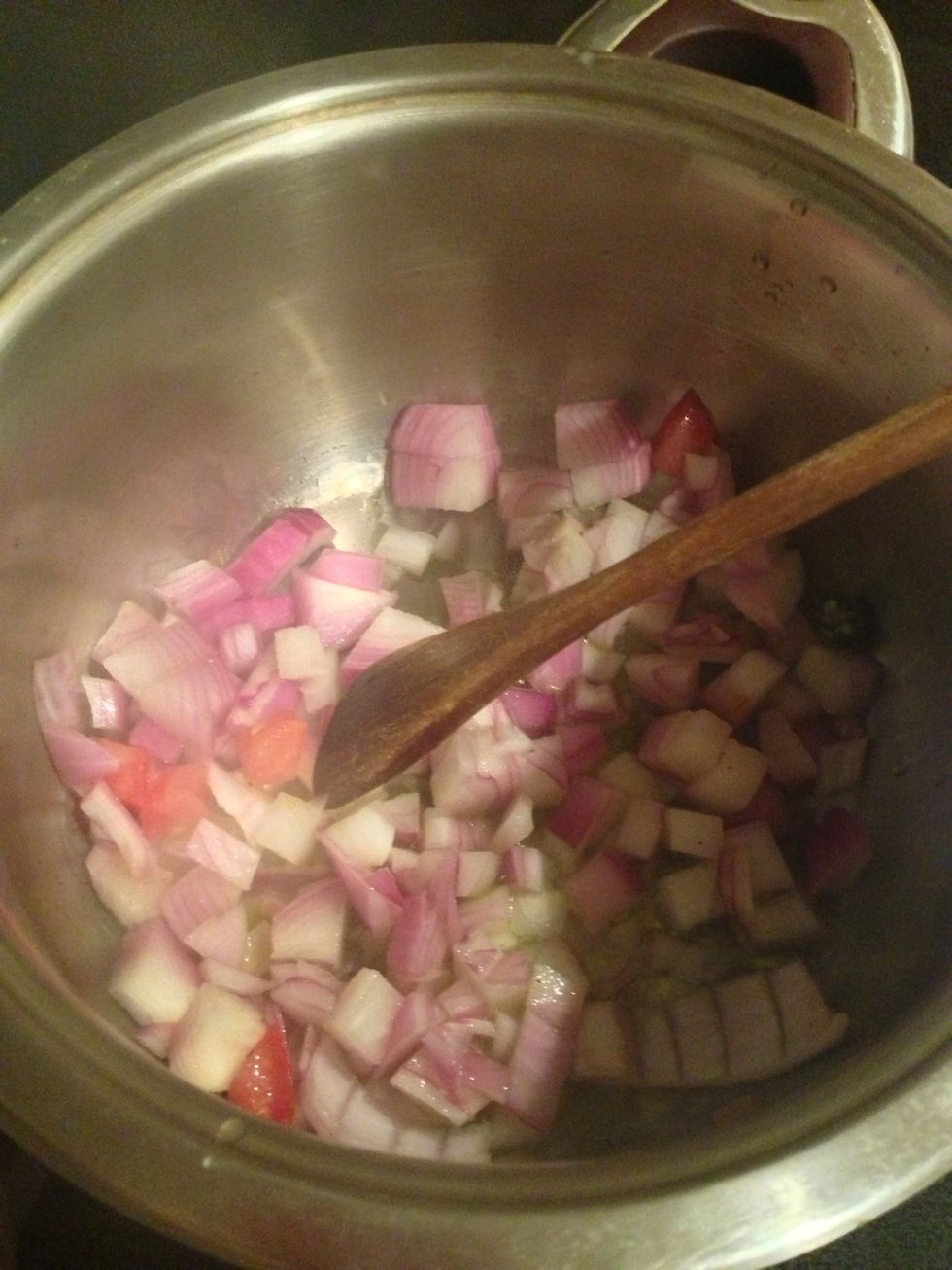 Add the chopped onion., stir till tender.