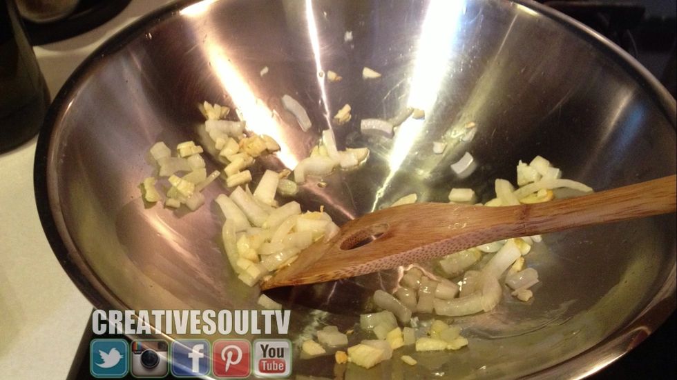 Add the chopped onions and saut\u00e9.