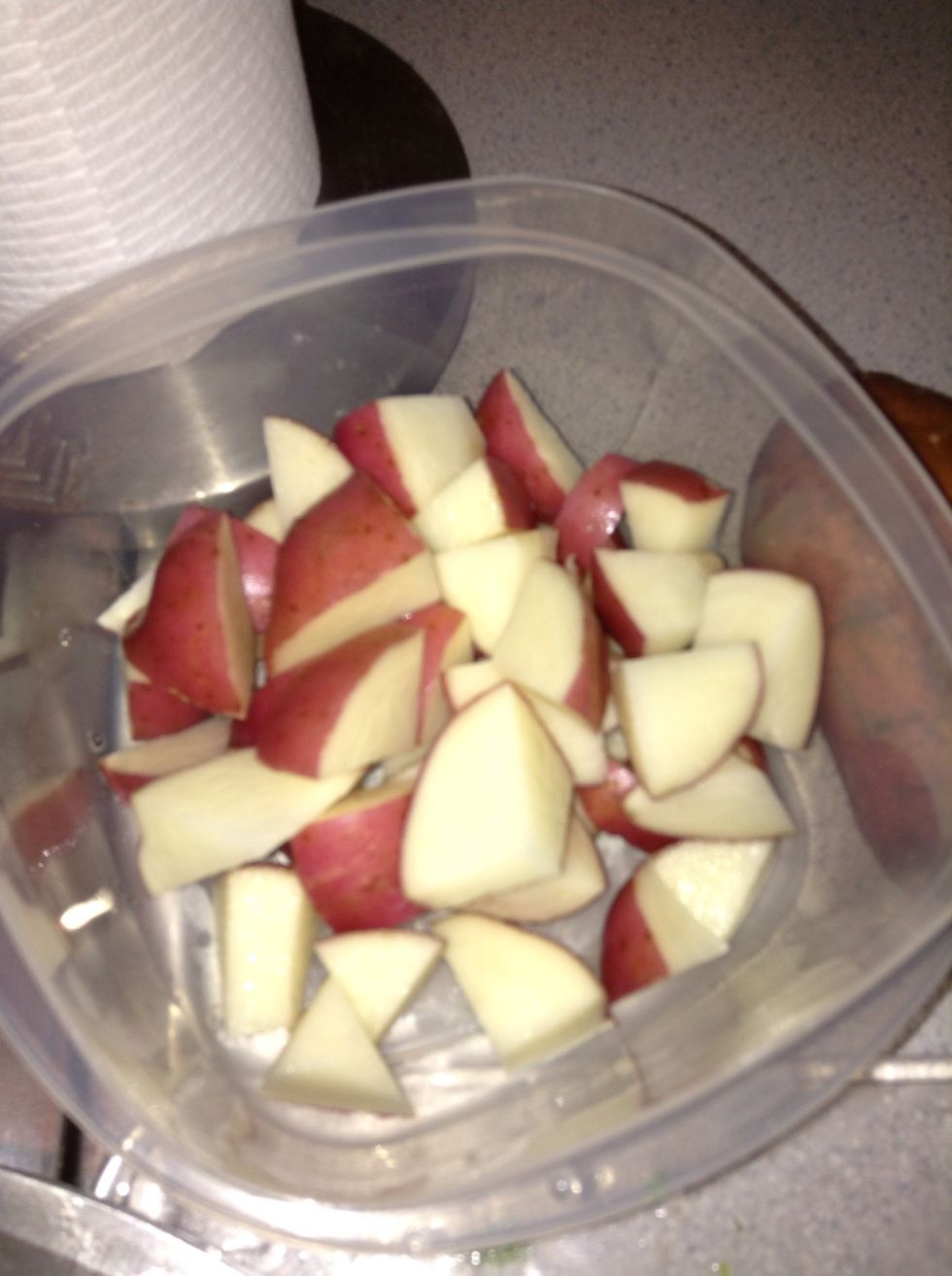 Add the chopped pieces to a bowl