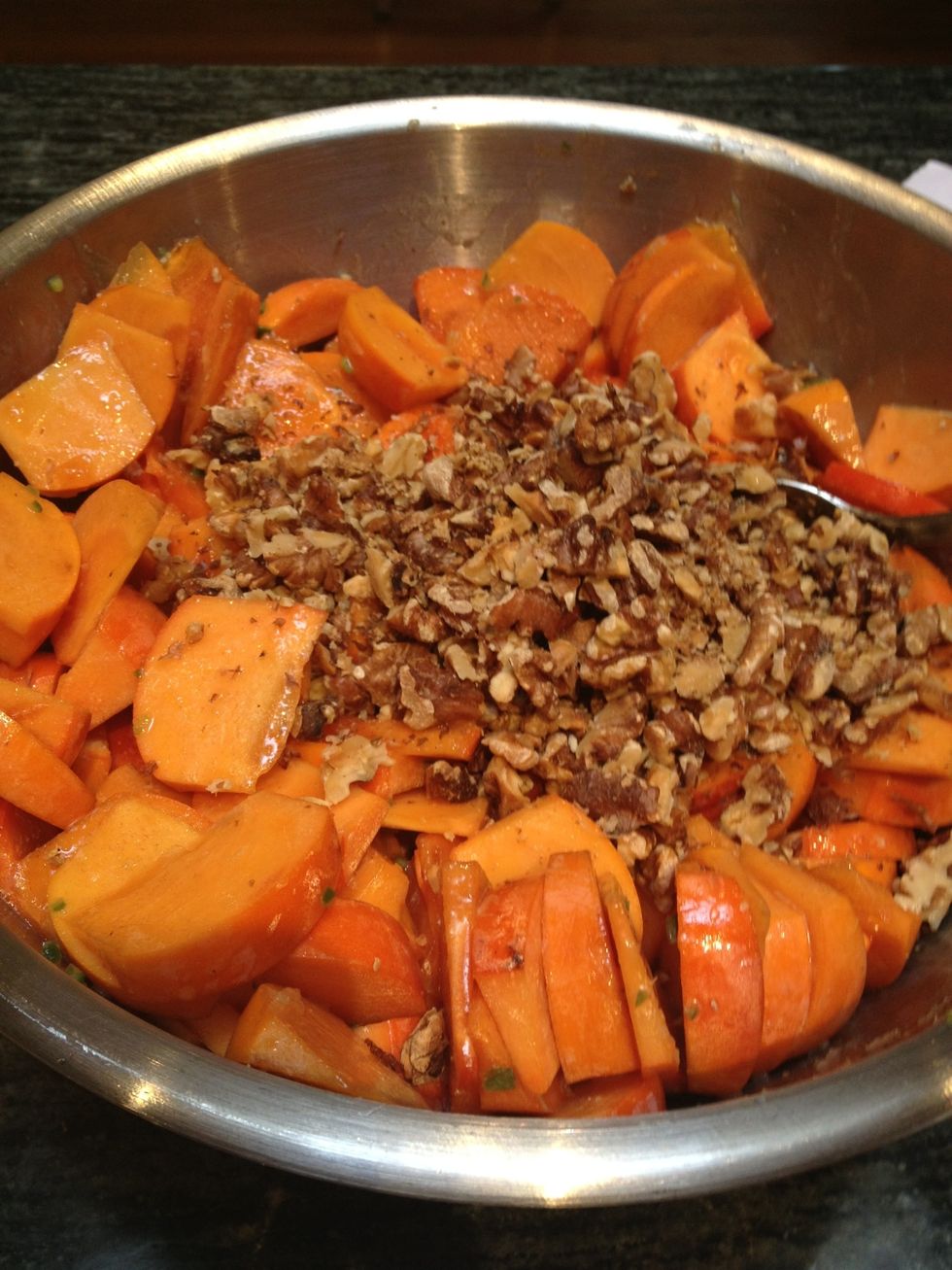 Add the chopped walnuts.