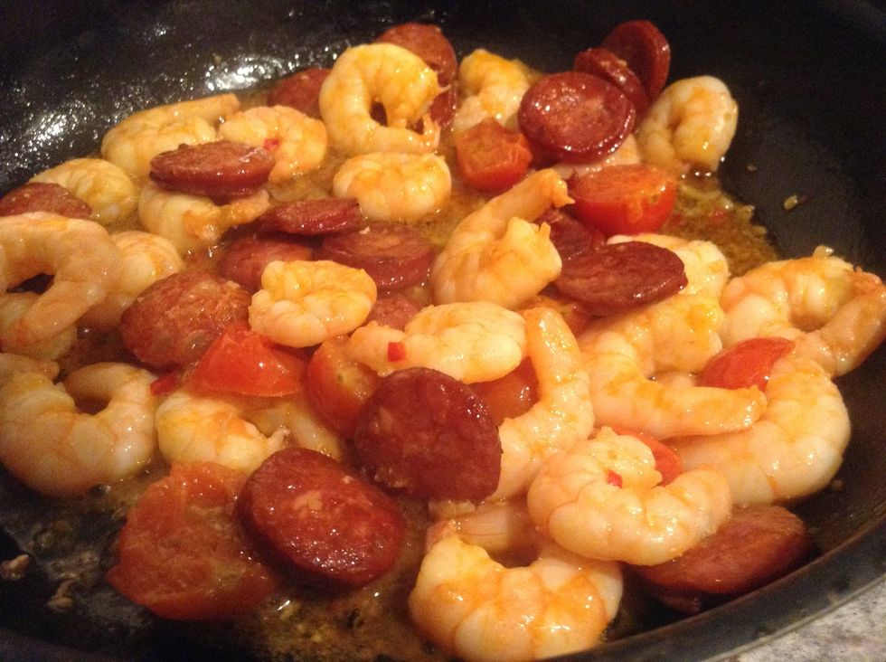 Add the chorizo back for a re heat