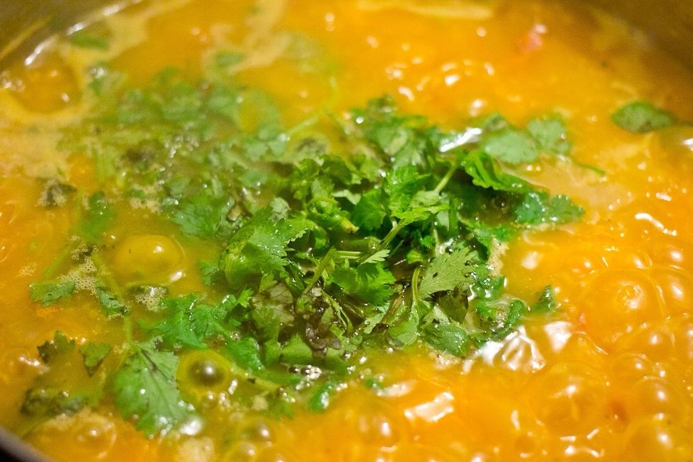 Add the cilantro once everything is tender.