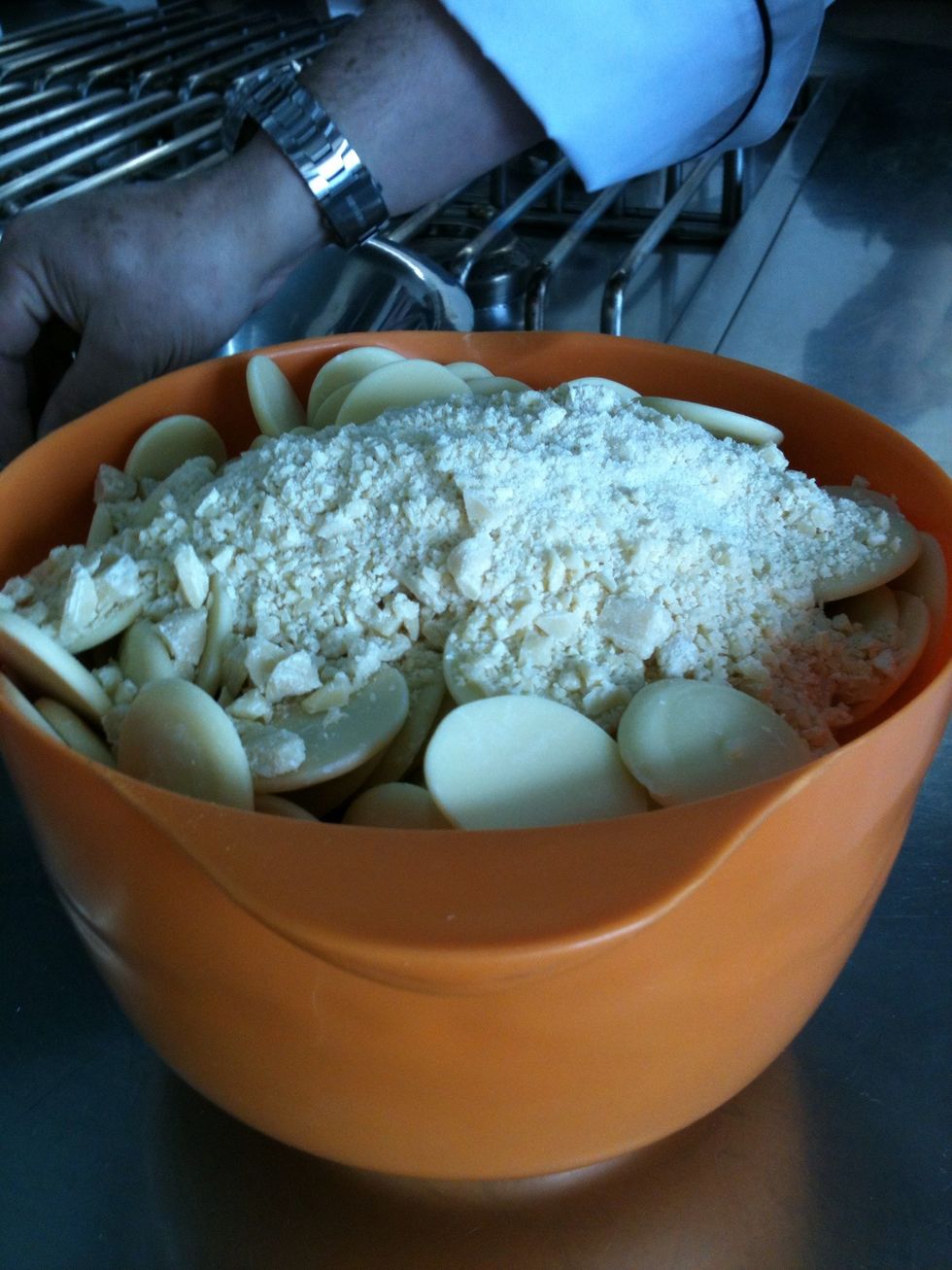 Add the cocoa butter to your chocolate (10% maximum)