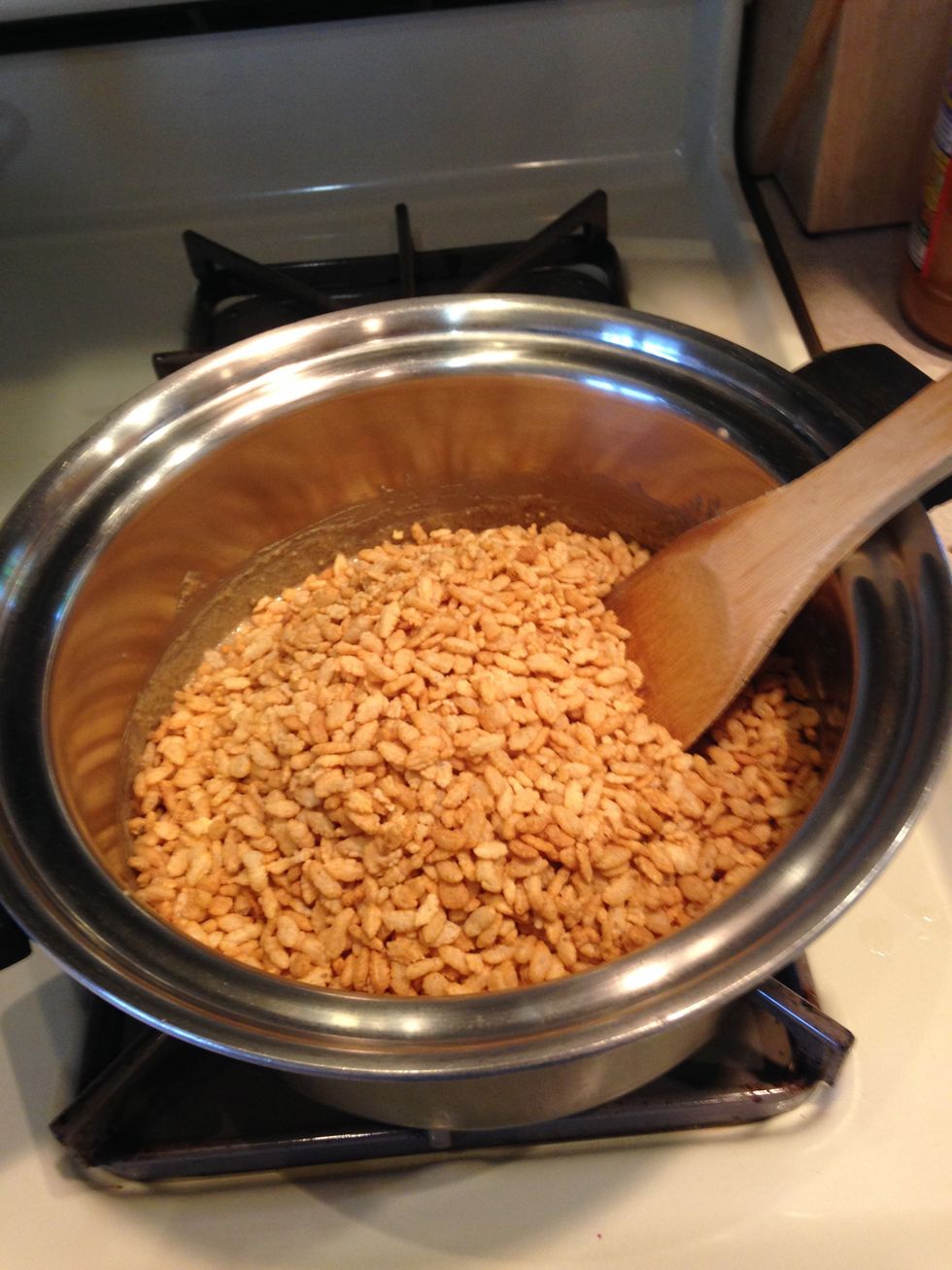 Add the coconut and brown rice cereal and stir to combine.