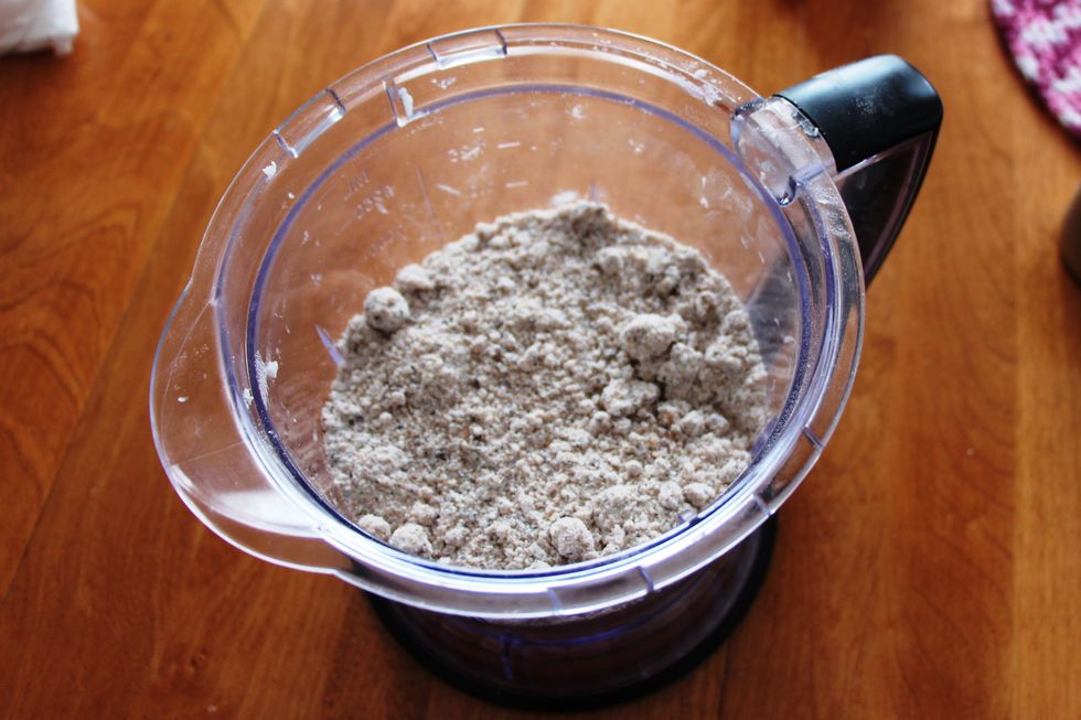 Add the cold coconut oil and pulse until will blended.